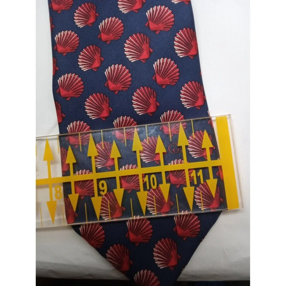 Gucci Men's Tie 100% Silk Blue W Red 🐚 Italy Made Designer Necktie